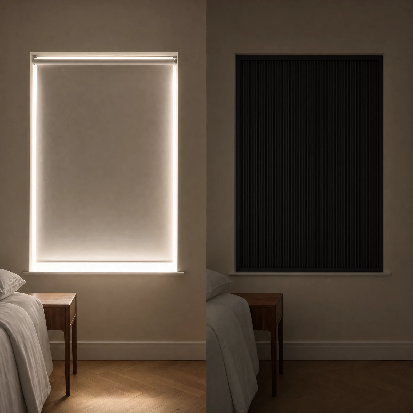 OneRest fitted blackout blind sealing the light gaps around a window